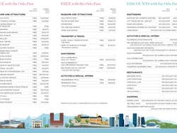 A list of prices and activities